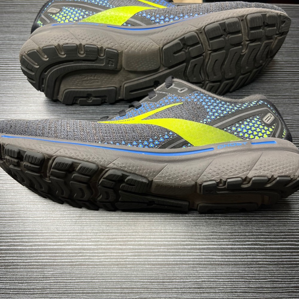 Brooks Running Shoes Ghost 14 Mens 9.5 Grey Lime Green Mesh DNA LOFT Sneakers - Picture 7 of 14